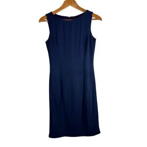 Scott McClintock Vintage Size 6 Navy Blue Knee Length Sheath Dress Modest Formal
